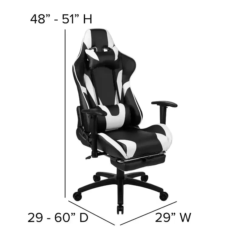 Sedia da gaming stile racing con schienale reclinabile e poggiapiedi estraibile