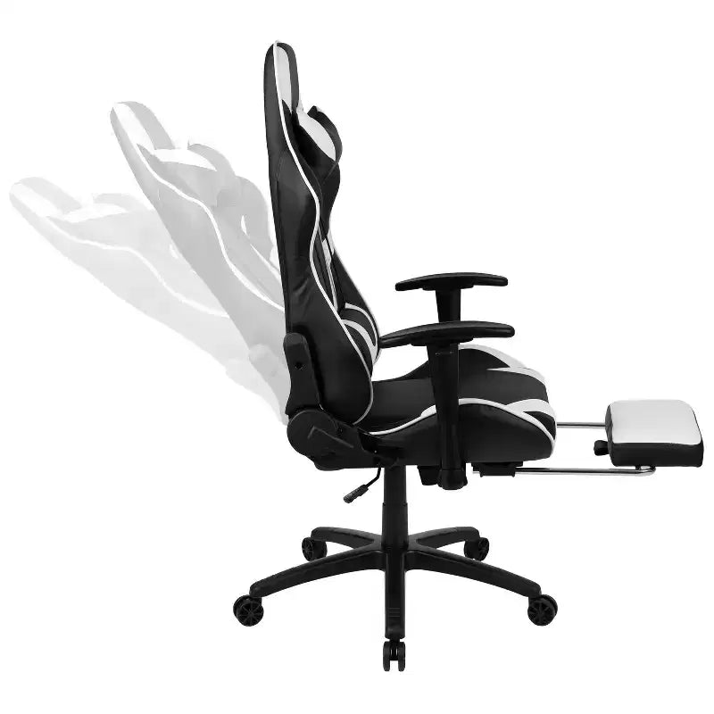 Sedia da gaming stile racing con schienale reclinabile e poggiapiedi estraibile