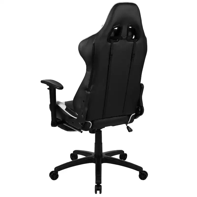 Sedia da gaming stile racing con schienale reclinabile e poggiapiedi estraibile