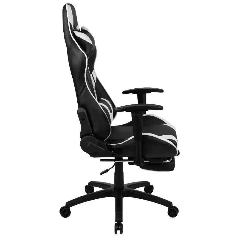 Sedia da gaming stile racing con schienale reclinabile e poggiapiedi estraibile