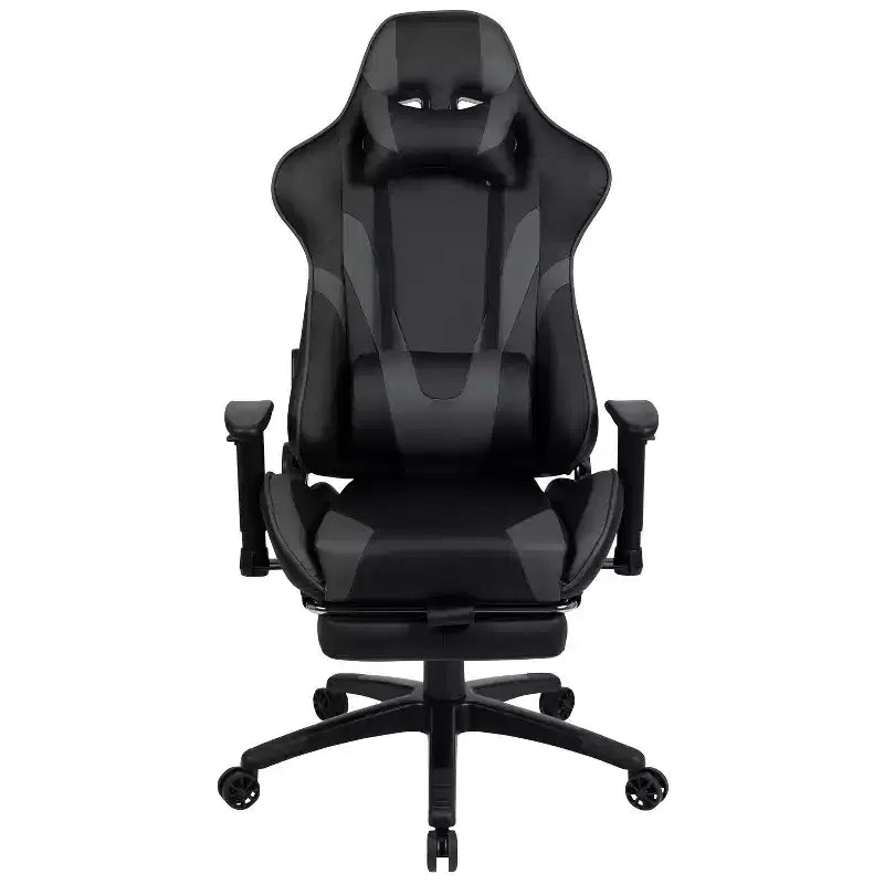Sedia da gaming stile racing con schienale reclinabile e poggiapiedi estraibile