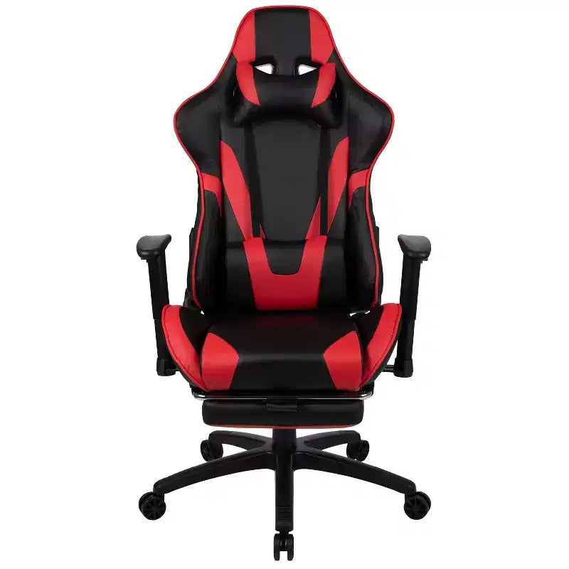 Racing Style Gaming Chair with Reclining Back and Slide-Out Footrest