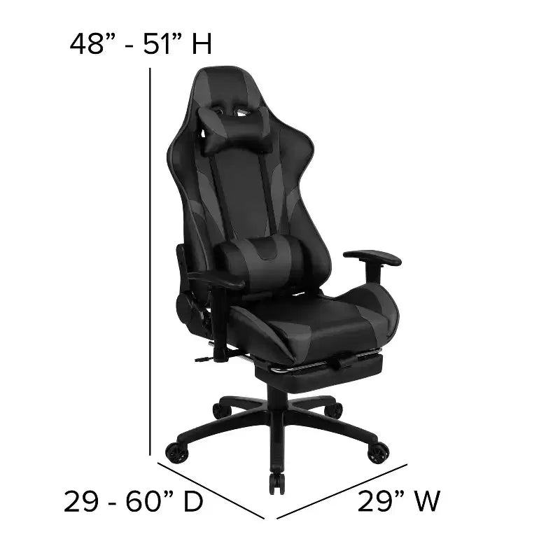 Sedia da gaming stile racing con schienale reclinabile e poggiapiedi estraibile