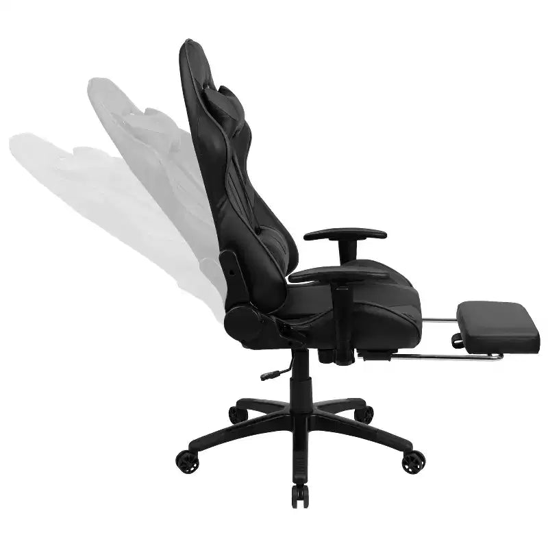 Sedia da gaming stile racing con schienale reclinabile e poggiapiedi estraibile