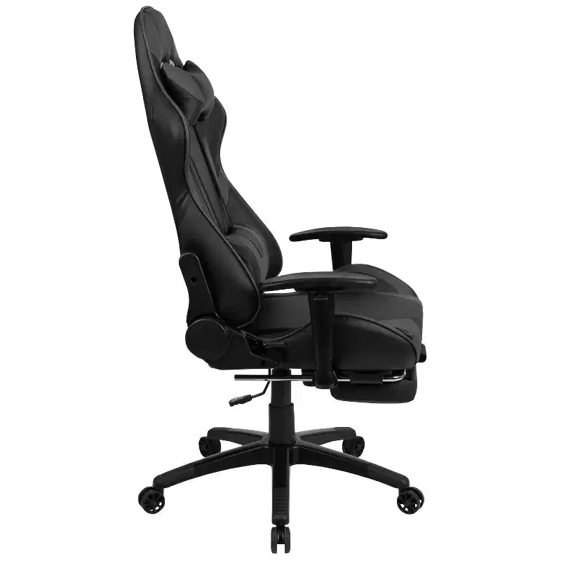 Sedia da gaming stile racing con schienale reclinabile e poggiapiedi estraibile