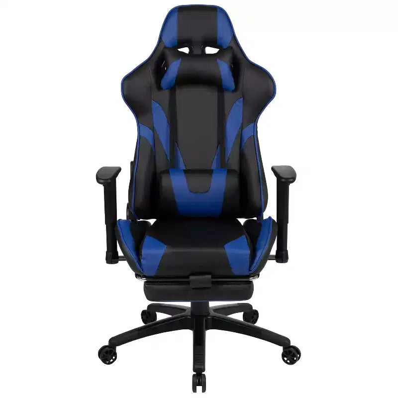 Sedia da gaming stile racing con schienale reclinabile e poggiapiedi estraibile