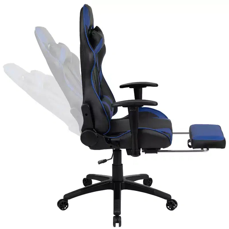 Sedia da gaming stile racing con schienale reclinabile e poggiapiedi estraibile