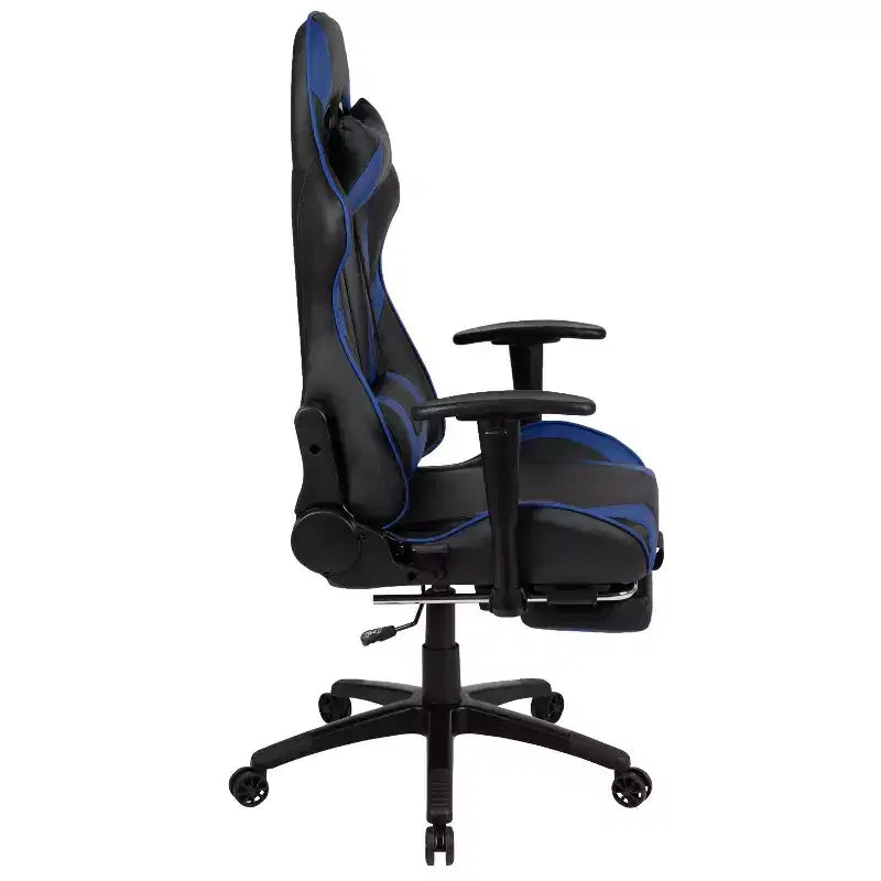 Sedia da gaming stile racing con schienale reclinabile e poggiapiedi estraibile