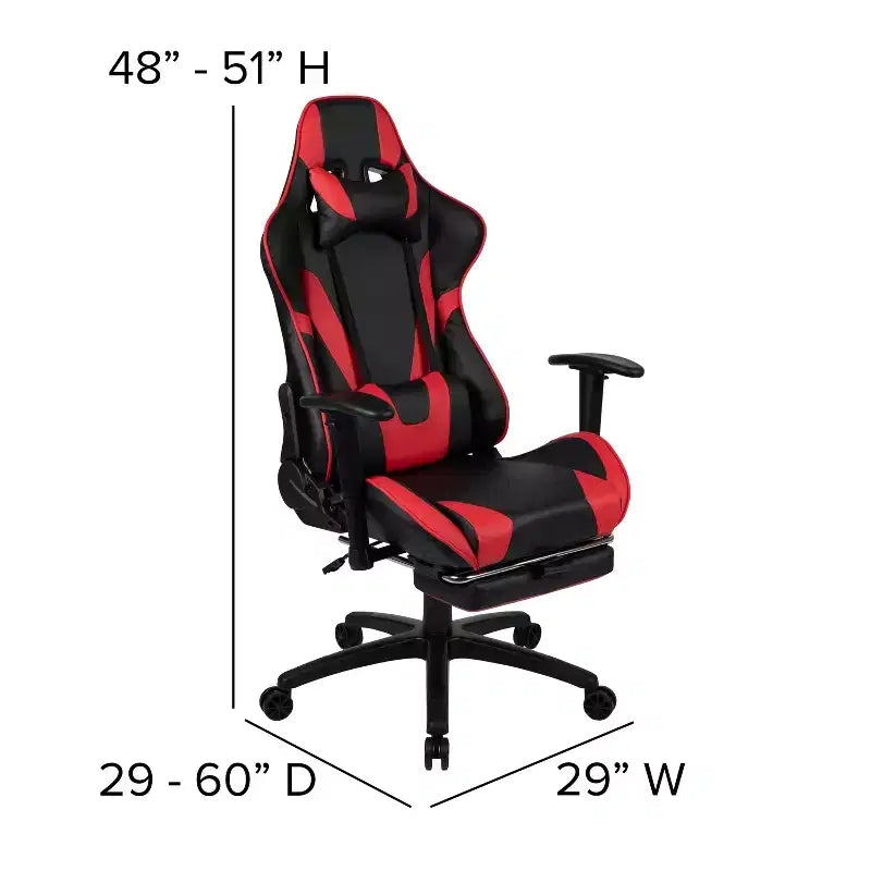 Sedia da gaming stile racing con schienale reclinabile e poggiapiedi estraibile