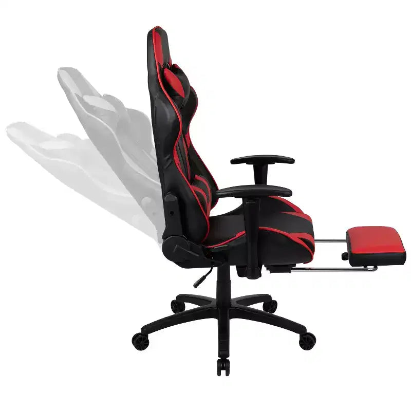 Sedia da gaming stile racing con schienale reclinabile e poggiapiedi estraibile