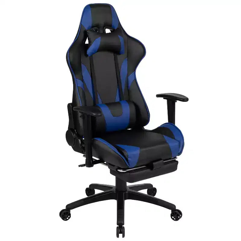 Racing Style Gaming Chair with Reclining Back and Slide-Out Footrest