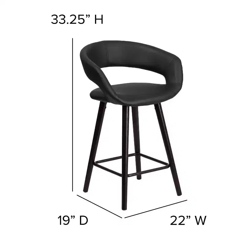 24'' Round Back Upholstered Counter Height Bar Stool with Wood Frame
