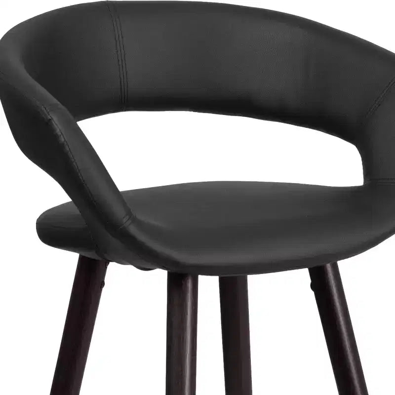 24'' Round Back Upholstered Counter Height Bar Stool with Wood Frame