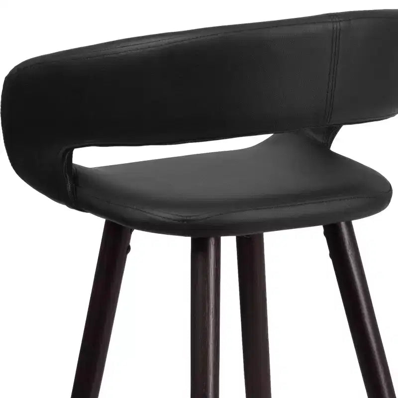 24'' Round Back Upholstered Counter Height Bar Stool with Wood Frame