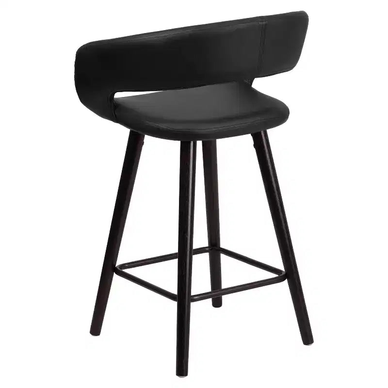 24'' Round Back Upholstered Counter Height Bar Stool with Wood Frame