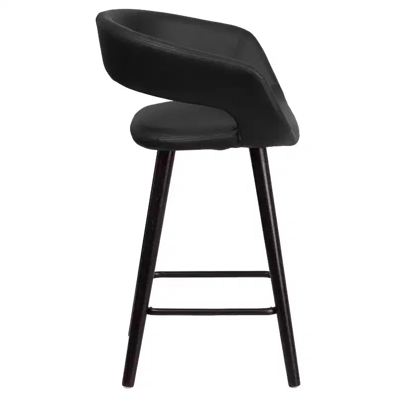 24'' Round Back Upholstered Counter Height Bar Stool with Wood Frame