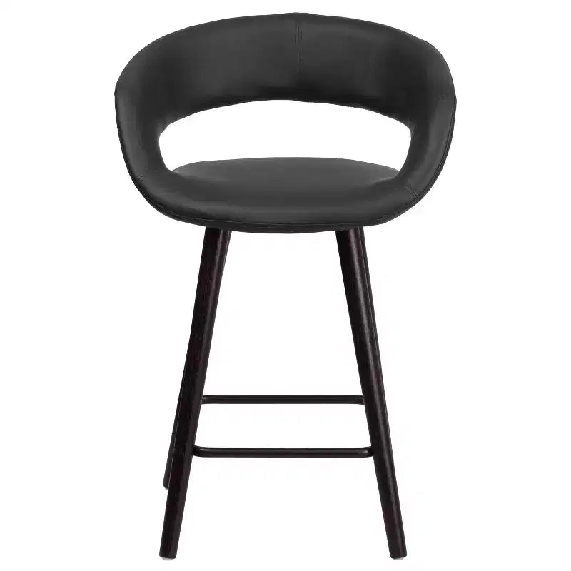 24'' Round Back Upholstered Counter Height Bar Stool with Wood Frame