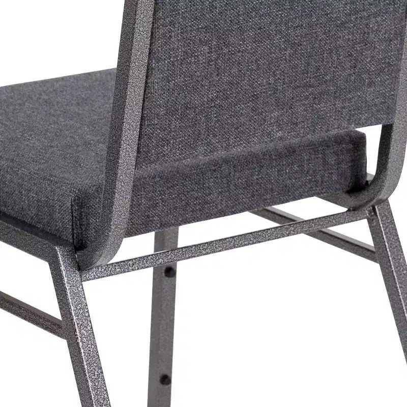 Sedia impilabile da banchetto con schienale quadro e telaio in acciaio colore Silver Vein – Qualità commerciale