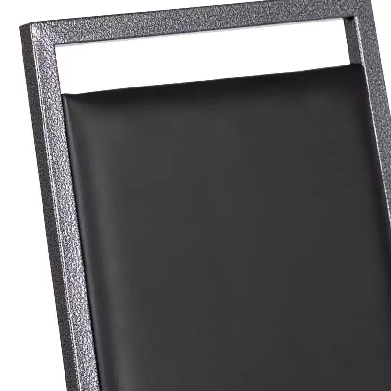 Sedia impilabile da banchetto con schienale quadro e telaio in acciaio colore Silver Vein – Qualità commerciale