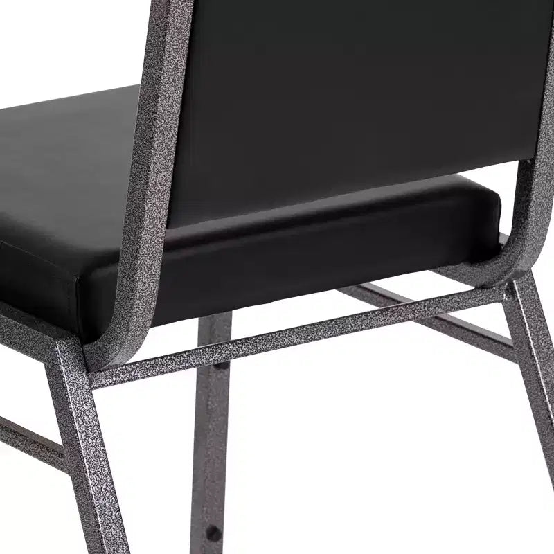 Sedia impilabile da banchetto con schienale quadro e telaio in acciaio colore Silver Vein – Qualità commerciale