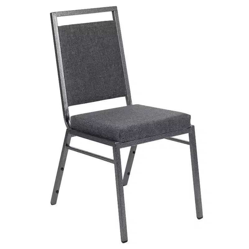 Square Back Stacking Banquet Chair with Silver Vein Steel Frame – Commercial Grade
