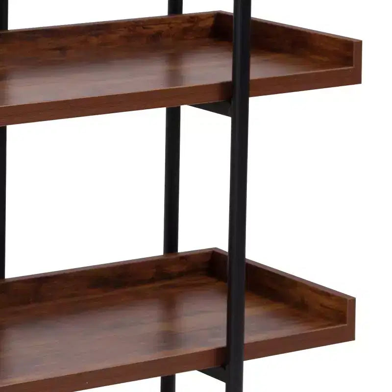 Libreria espositiva a 3 ripiani – 89 cm di altezza, finitura in venatura di legno rustica