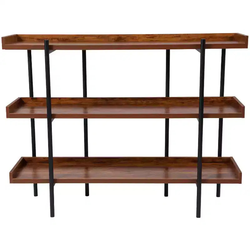 Libreria espositiva a 3 ripiani – 89 cm di altezza, finitura in venatura di legno rustica