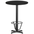 Tavolo da bar rotondo laminato da 30 pollici con base ad anello di 22x22 pollici – Grado commerciale