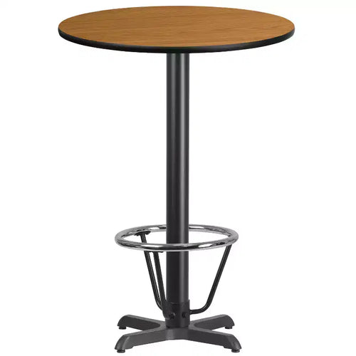 Emma and Oliver 30 Round Laminate Bar Table with 22x22 Foot Ring Base