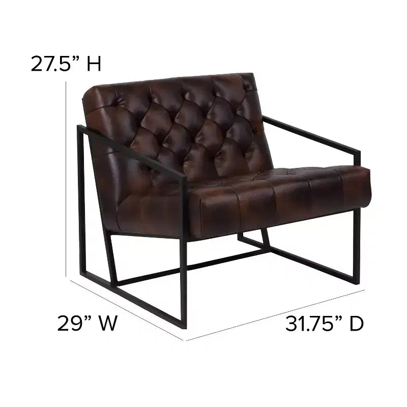 Poltrona lounge accent imbottita con braccioli inclinati – Similpelle, Struttura in metallo