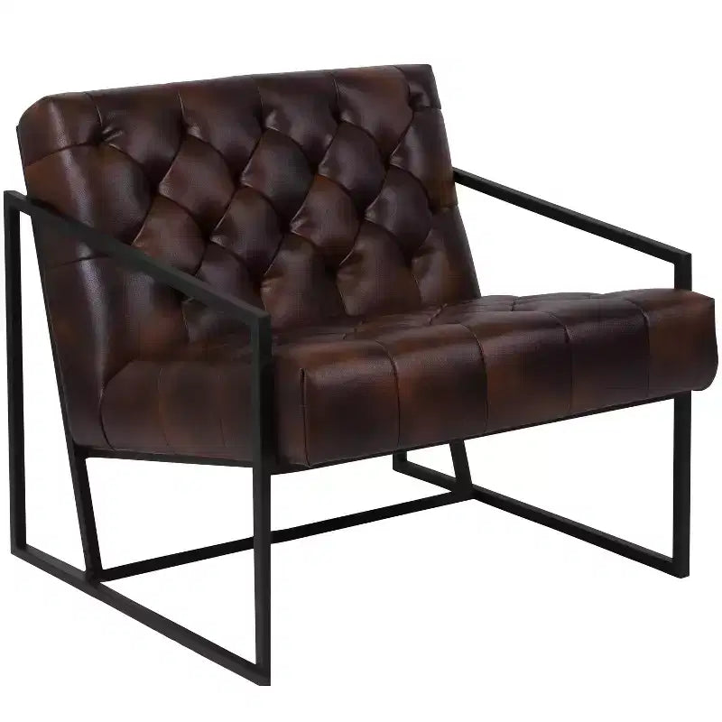 Poltrona lounge accent imbottita con braccioli inclinati – Similpelle, Struttura in metallo
