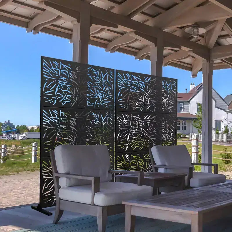 Metal Outdoor Privacy Screen – Freestanding Patio Decorative Panel