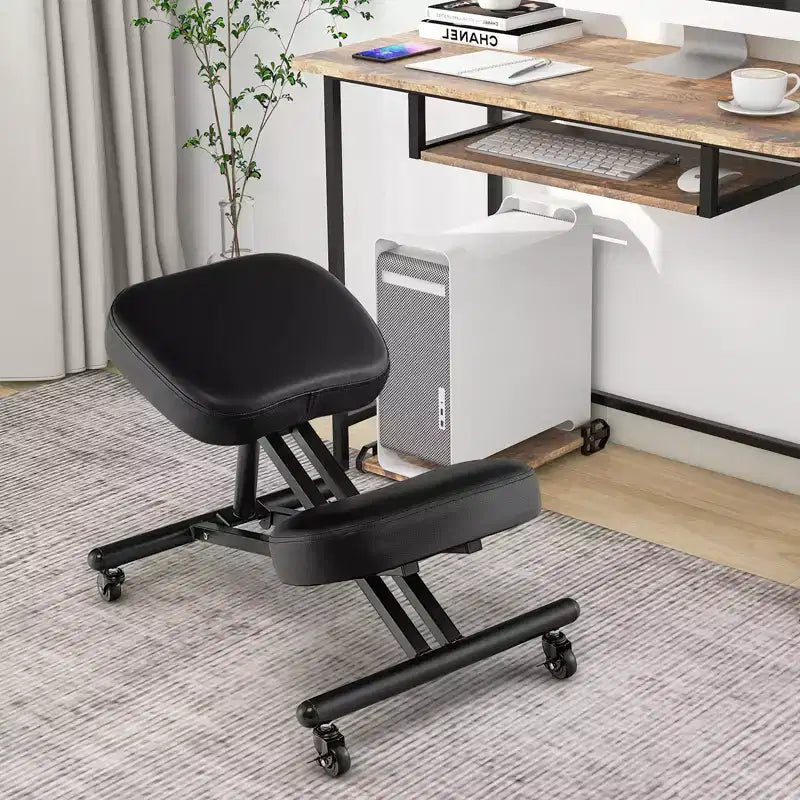 Ergonomic Kneeling Chair with Adjustable Angle Seat and Lockable Universal Wheels