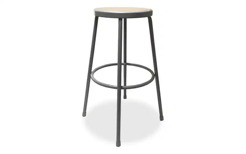 Sgabello da officina industriale in metallo, senza schienale, supporta fino a 136 kg, altezza seduta 76 cm, seduta marrone, base grigia