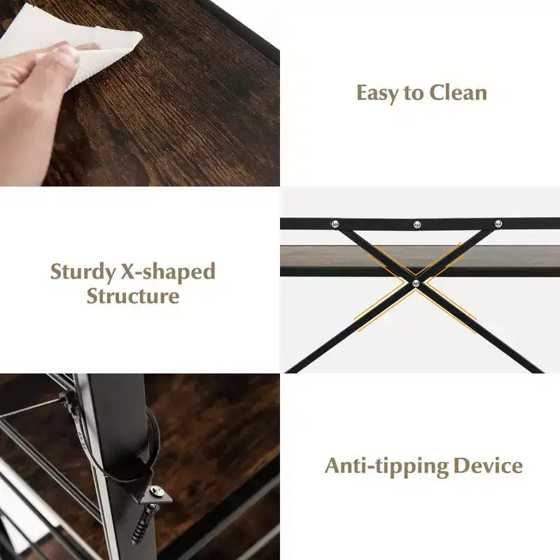 Scaffale pieghevole a 5 ripiani con 4 ruote universali – Design fai da te gratuito, nero o naturale