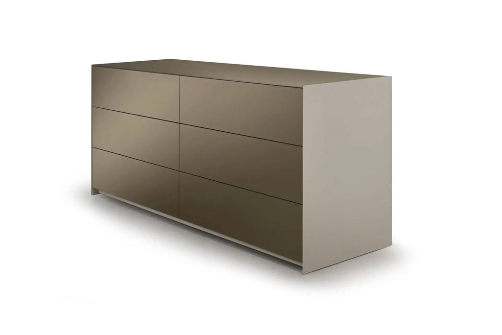 Cassettiera Absolute - Piani e frontali disponibili in vetro, specchio satinato o porcellana.Caratteristiche: Telaio in acciaio completamente saldato Disponibile in tutti i colori verniciati a polvere