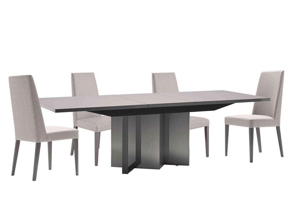 Tavolo da pranzo Grafite - Include sedie abbinate, vetrinette a 1 e 2 ante, credenze a 3 e 4 ante e uno specchio - Il tavolo allungabile è