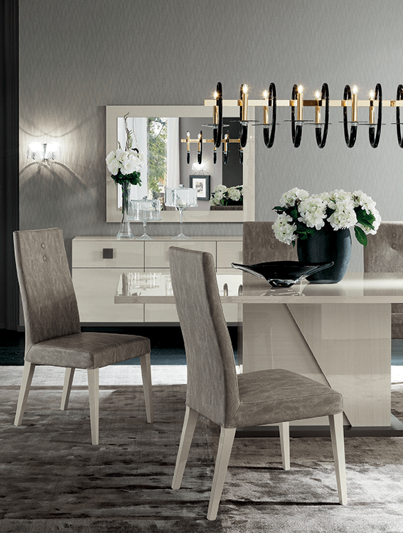 Tavolo da pranzo Mont Blanc - Disponibile in versione fissa e allungabile in due misure. Made in Italy - Disponibile in versione fissa e allungabile in due