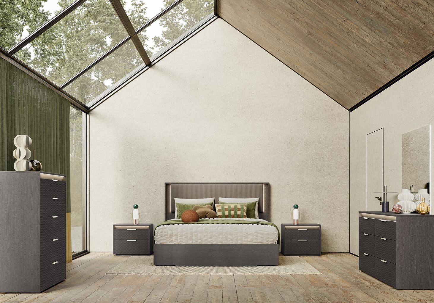 Amy Dresser - Eco rovere scuro etris opaco Made in Italy*La ferramenta/i tasselli per il montaggio a parete non sono inclusi per gli specchi - Si abbina allo specchio coordinato per un