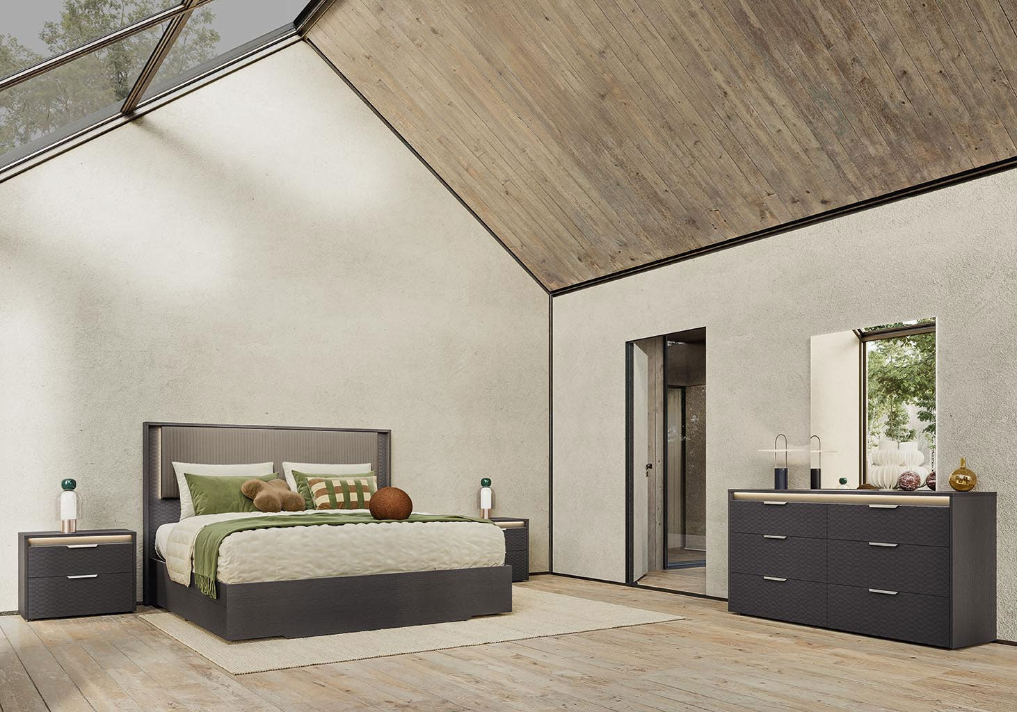 Amy Dresser - Eco rovere scuro etris opaco Made in Italy*La ferramenta/i tasselli per il montaggio a parete non sono inclusi per gli specchi - Si abbina allo specchio coordinato per un