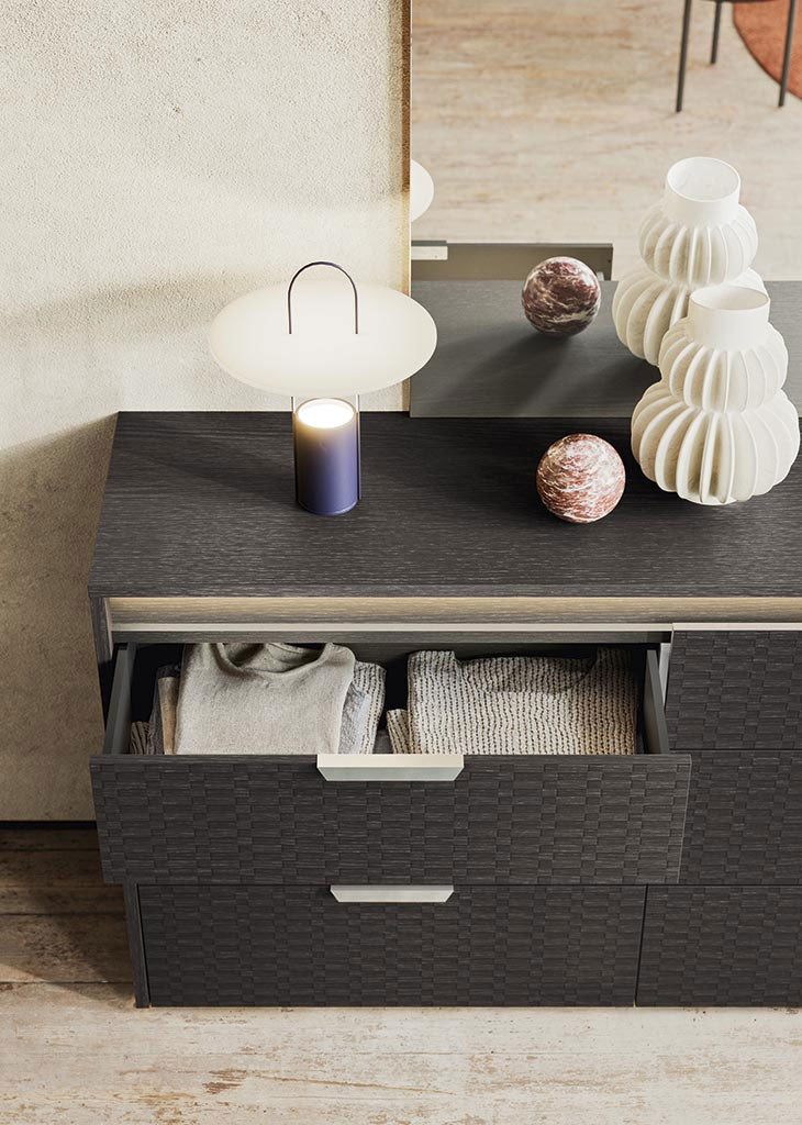 Amy Dresser - Eco rovere scuro etris opaco Made in Italy*La ferramenta/i tasselli per il montaggio a parete non sono inclusi per gli specchi - Si abbina allo specchio coordinato per un
