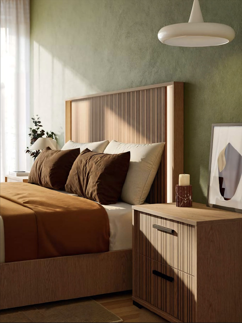 Letto imbottito (ordine speciale) - Questa luce diffusa crea un'atmosfera calma e intima, perfetta per il riposo e il relax