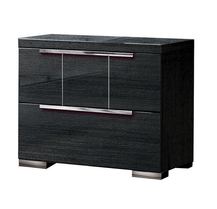 Nightstand - Color: Grey Koto High Gloss Material: Wood Veneer Dimensions: Size: W 24 x D 18 x H 22 Description:A nightstand with a Koto