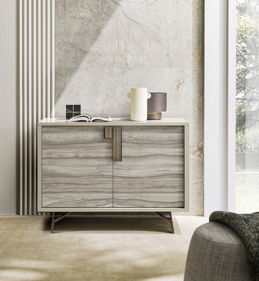 Credenza a 2 ante Jupiter - Ampio spazio di archiviazione in un design elegante e contemporaneo - Eco Stone MattePearl Line High Gloss
