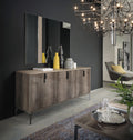 Credenza Matera a 3 ante (ordine speciale) - Top con finitura opaca e a grana con corpo lucido e gambe alte in metallo - Top con finitura opaca e a grana