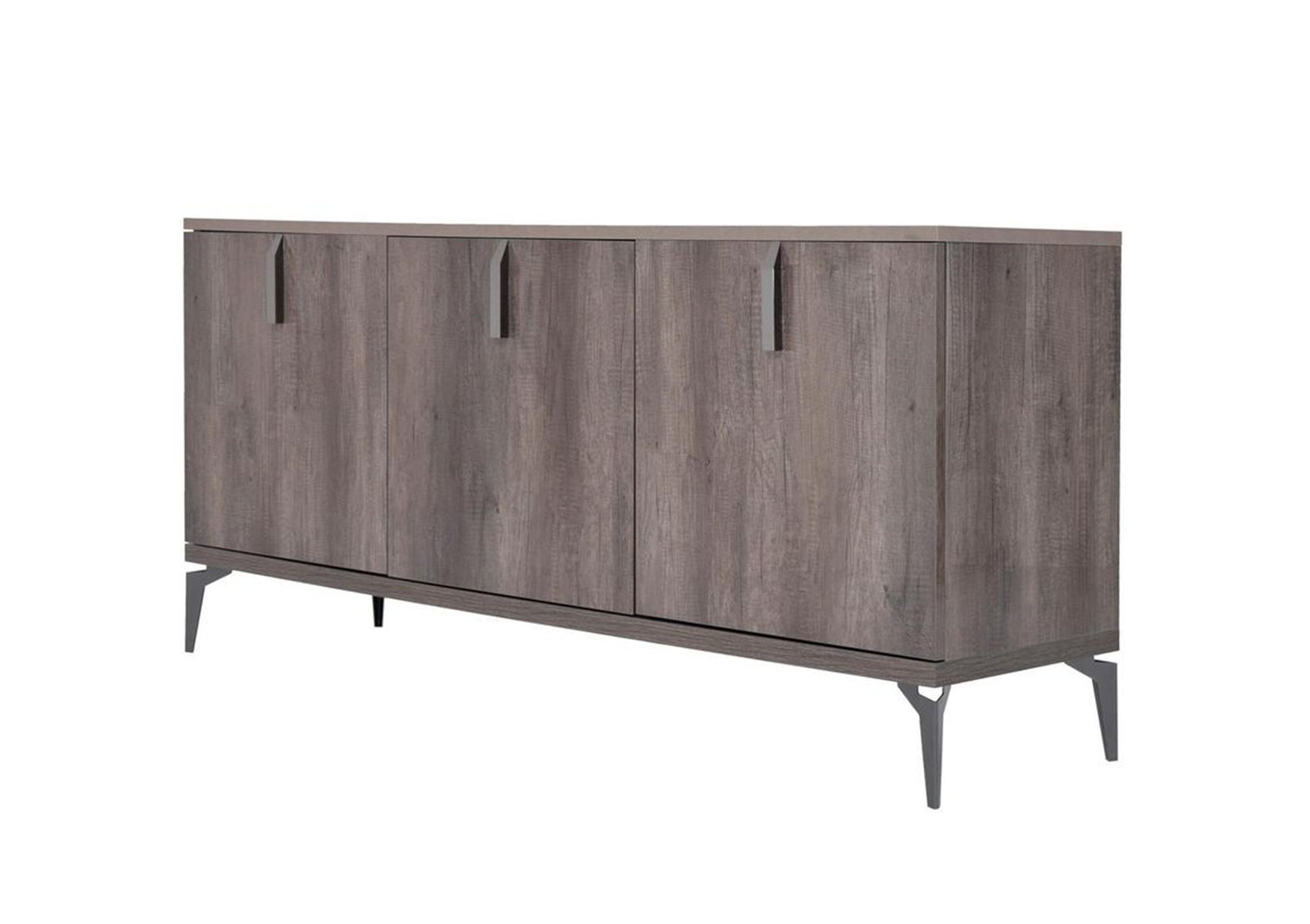 Credenza Matera a 3 ante (ordine speciale) - Top con finitura opaca e a grana con corpo lucido e gambe alte in metallo - Top con finitura opaca e a grana