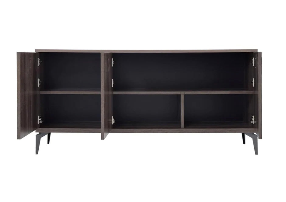 Credenza Matera a 3 ante (ordine speciale) - Top con finitura opaca e a grana con corpo lucido e gambe alte in metallo - Top con finitura opaca e a grana