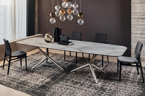 Tavolo da pranzo Atlantis Keramik - Varie finiture ceramiche per il piano e finiture metalliche per la base - Prodotto in Italia