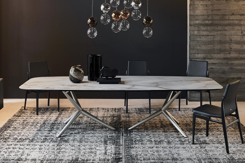 Tavolo da pranzo Atlantis Keramik - Varie finiture ceramiche per il piano e finiture metalliche per la base - Prodotto in Italia