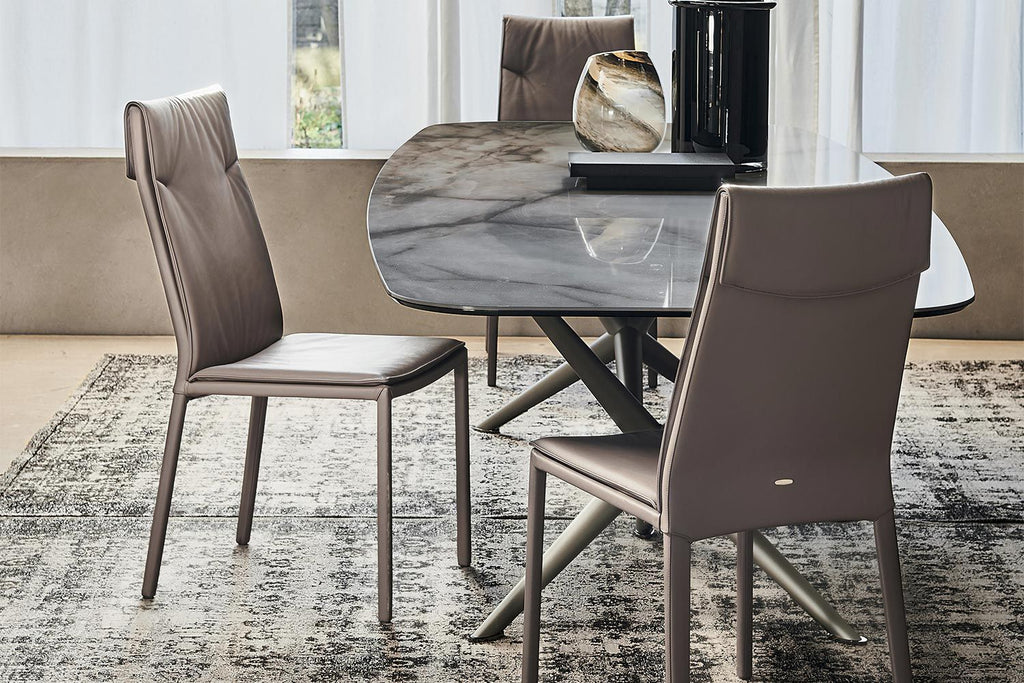 Tavolo da pranzo Atlantis Keramik - Varie finiture ceramiche per il piano e finiture metalliche per la base - Prodotto in Italia